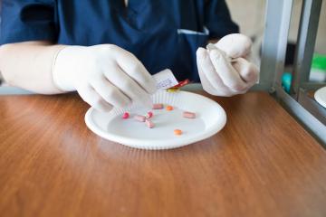 Nurses prepare patients’ treatments in the pharmacy of the ambulatory ward at the National Centre for Tuberculosis and Lung Disease in Georgia’s capital, Tbilisi.